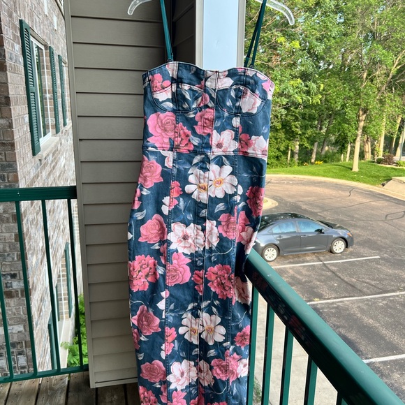 🆕 💐DRIFTWOOD WOMEN'S FLORAL SWEETHEART MASQUERADE NOIR MIDI DRESS Size 10 - Picture 3 of 14